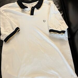 Brixton White Polo with Black and Gold Trim